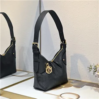Dior Navy Beige Monogram Canvas Drawstring Closure Hobo Bag 15