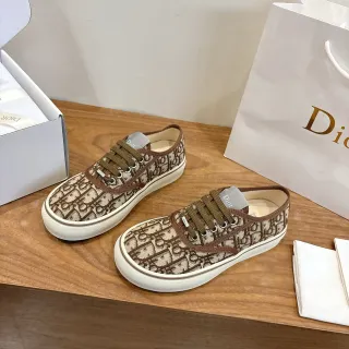 Dior Oblique Canvas Sneakers Beige Brown Monogram Low-Top Lace-Up Lifestyle Sneakers