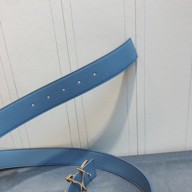 Dior Oblique Light Blue Pebbled Leather Belt 3