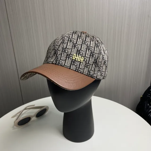 Dior Oblique Monogram Brown Leather Brim Baseball Cap 2