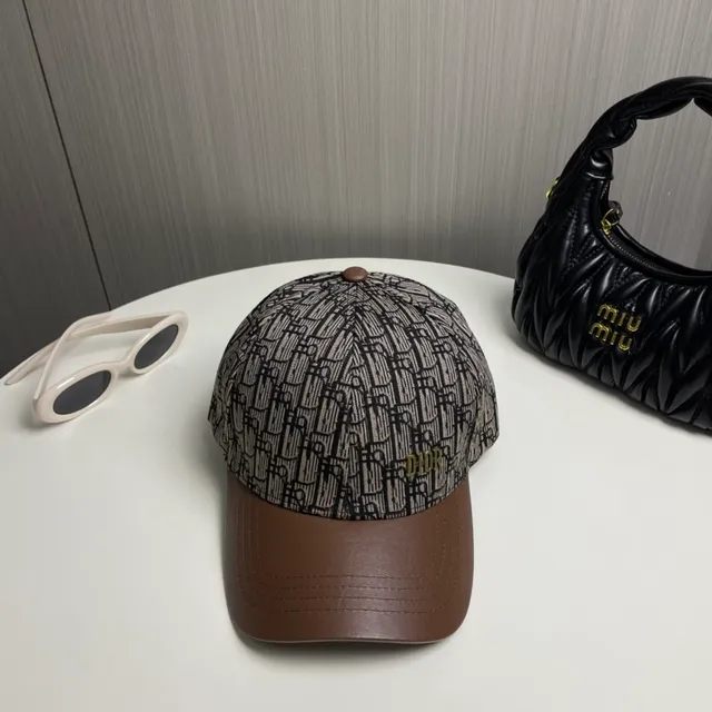 Dior Oblique Monogram Brown Leather Brim Baseball Cap 3