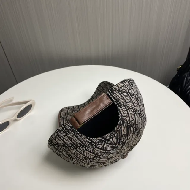 Dior Oblique Monogram Brown Leather Brim Baseball Cap 4