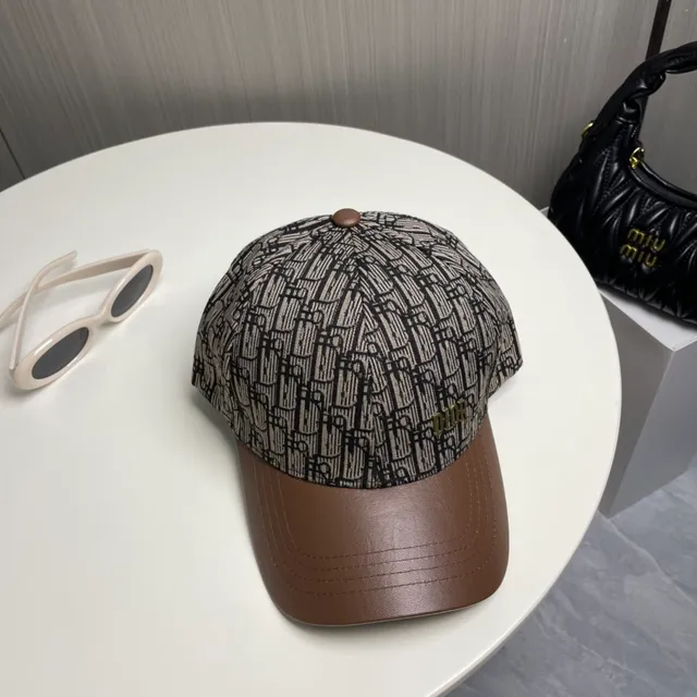 Dior Oblique Monogram Brown Leather Brim Baseball Cap 6