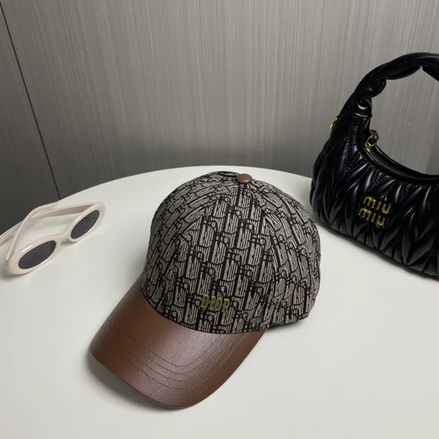 Dior Oblique Monogram Brown Leather Brim Baseball Cap 7