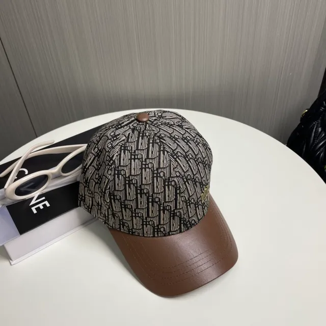 Dior Oblique Monogram Brown Leather Brim Baseball Cap 8