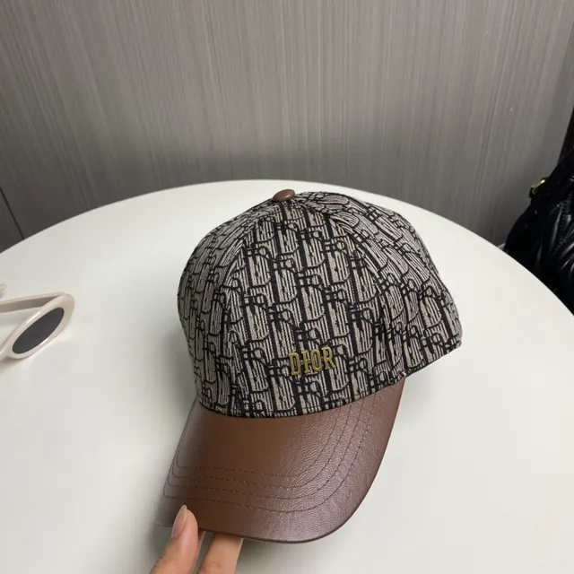 Dior Oblique Monogram Brown Leather Brim Baseball Cap 9