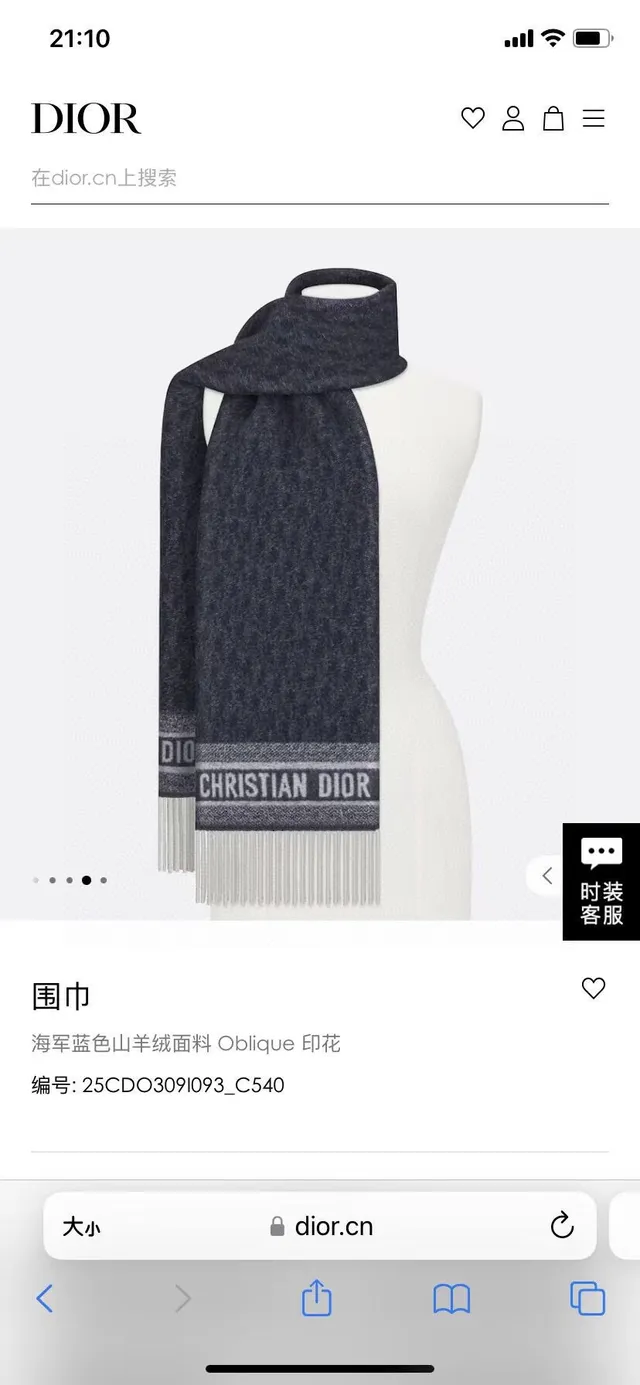 Dior Oblique Monogram Navy and Gray Cashmere Scarf 3