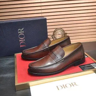 Dior Penny Loafer भूरा चमड़ा लूफर