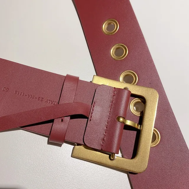Dior Pink Gold Wide Rectangular Buckle Leather Belt 5