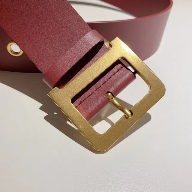 Dior Pink Gold Wide Rectangular Buckle Leather Belt 6