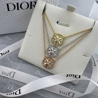 Collier Dior Rose des Vents Or Argent Pendentif Compas-Etoile Cristaux Pavé-Set