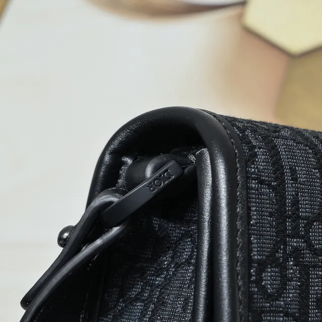 Dior Saddle Black Structured Silhouette Textured Leather Saddle Bag 6