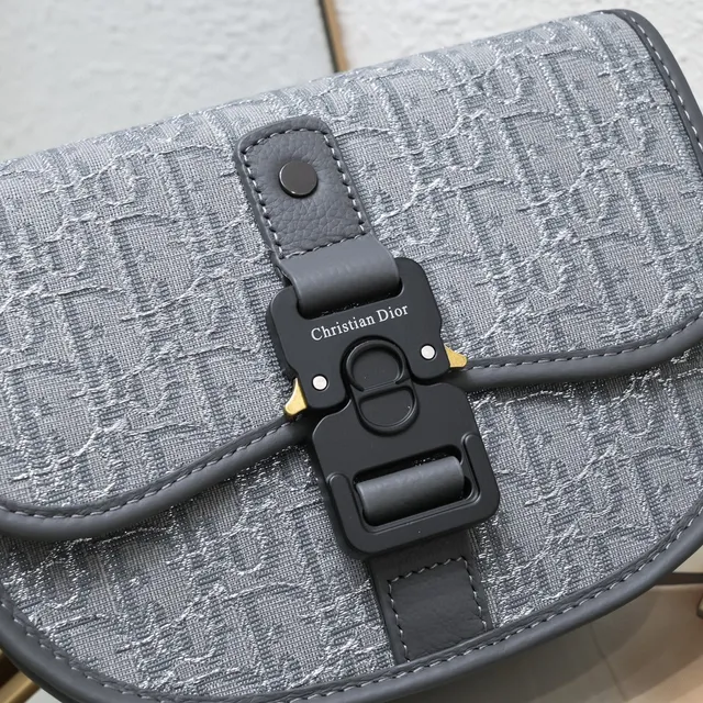 Dior Saddle Black Structured Silhouette Textured Leather Saddle Bag 16