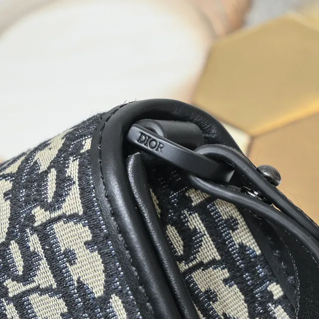 Dior Saddle Black Structured Silhouette Textured Leather Saddle Bag 21