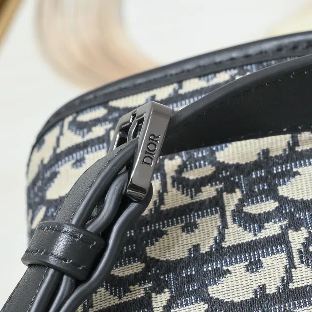 Dior Saddle Black Structured Silhouette Textured Leather Saddle Bag 24