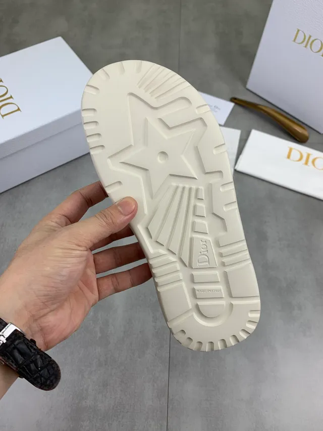 Dior Slide Beige White Platform Sole Embossed Logo Strap Slippers 2