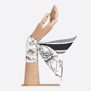Écharpe de soie Dior à impression botanique en blanc et noir, silhouette étroite et effilée 9