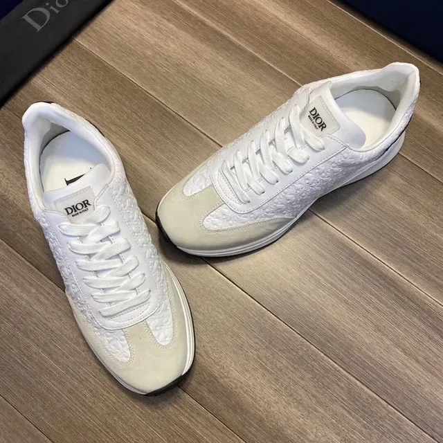 Dior White Gray Embossed Oblique Monogram Mixed Leather And Suede Lifestyle Sneakers 5