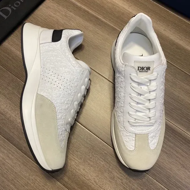 Dior White Gray Embossed Oblique Monogram Mixed Leather And Suede Lifestyle Sneakers 9