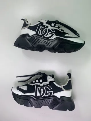 Dolce & Gabbana Black White Sole Monogrammed Side Panel Chunky Sneakers 2