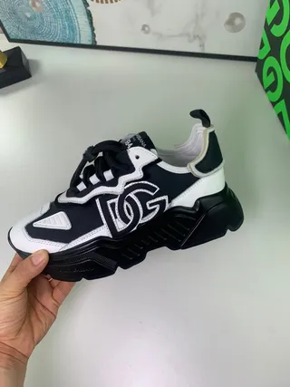 Dolce & Gabbana Black White Sole Monogrammed Side Panel Chunky Sneakers 5