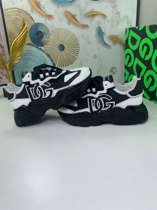 Dolce & Gabbana Black White Sole Monogrammed Side Panel Chunky Sneakers 9