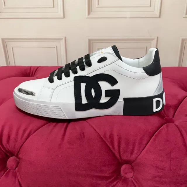 Dolce & Gabbana DG Logo স্নিকার সাদা কালো চামড়া উপরি ওভারসাইজ লাইফস্টাইল স্নিকার 5