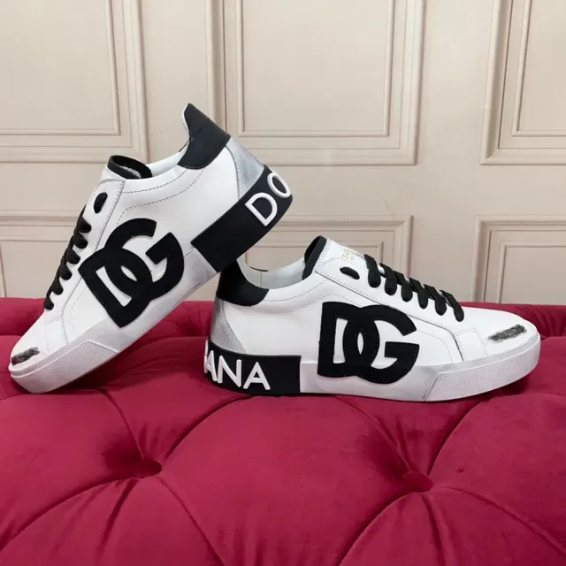 Dolce & Gabbana DG Logo স্নিকার সাদা কালো চামড়া উপরি ওভারসাইজ লাইফস্টাইল স্নিকার 6