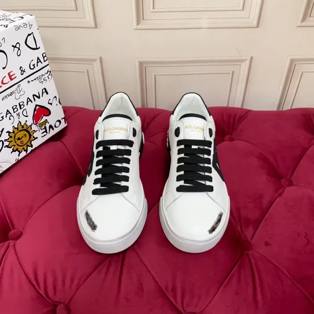 Dolce & Gabbana DG Logo স্নিকার সাদা কালো চামড়া উপরি ওভারসাইজ লাইফস্টাইল স্নিকার 7