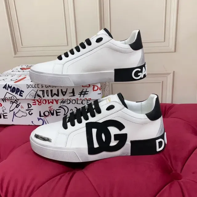 Dolce & Gabbana DG Logo স্নিকার সাদা কালো চামড়া উপরি ওভারসাইজ লাইফস্টাইল স্নিকার 9