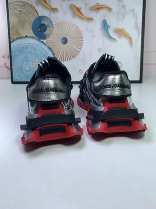 Dolce & Gabbana NS1 Metallic Silver Black Red Chunky Sneakers 5