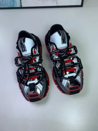 Dolce & Gabbana NS1 Metallic Silver Black Red Chunky Sneakers 8