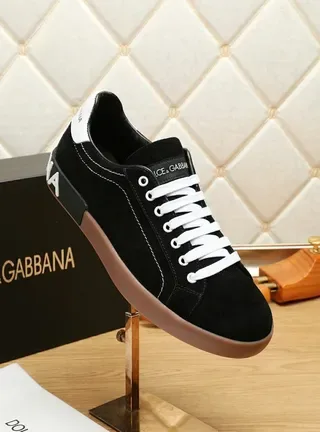 Dolce & Gabbana Portofino Noir Marron Daim Supérieur Contraste Lacets Blancs Sneakers lifestyle 6
