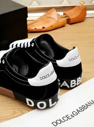 Dolce & Gabbana Portofino Noir Marron Daim Supérieur Contraste Lacets Blancs Sneakers lifestyle 7