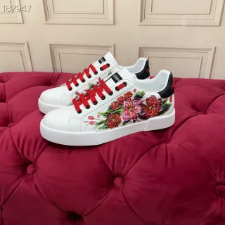 Dolce & Gabbana Portofino Floral-Print White Lifestyle Sneakers