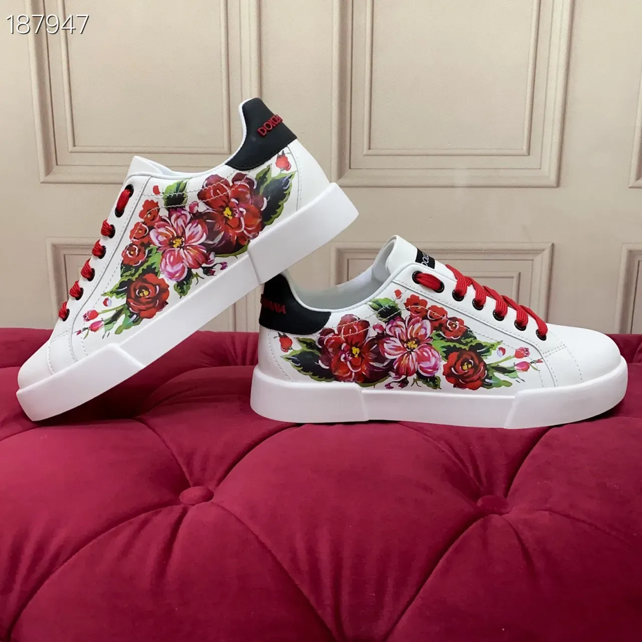 Dolce & Gabbana Portofino tênis lifestyle branco com estampa floral 4