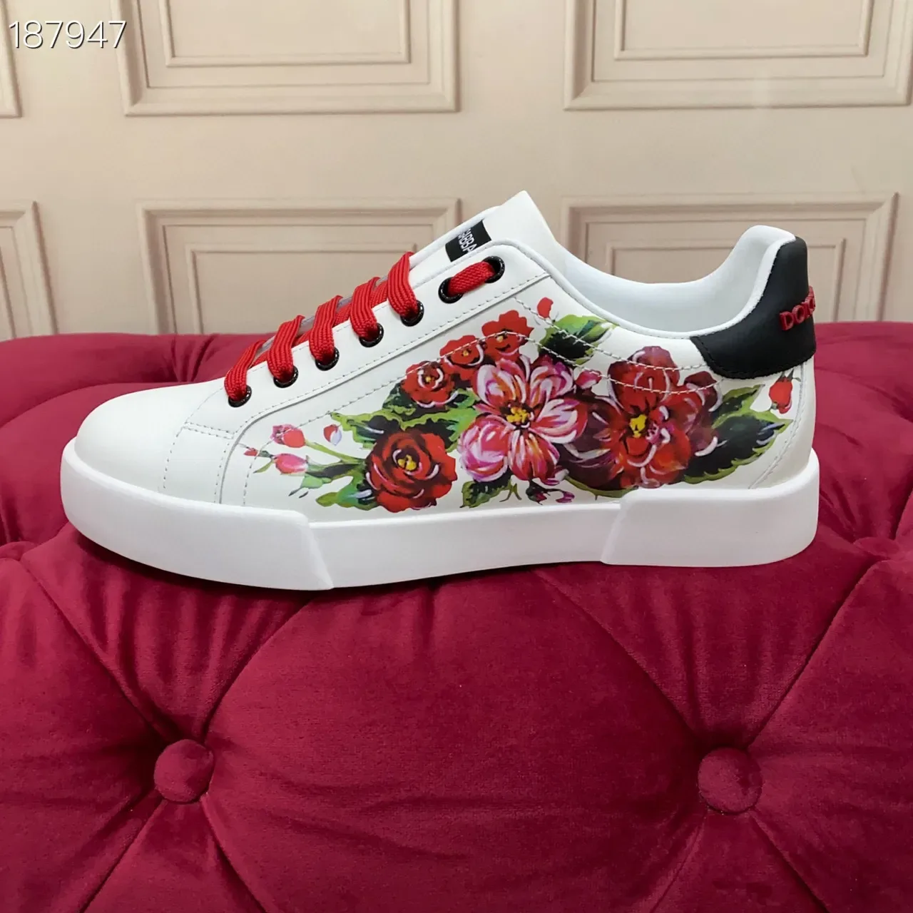 Dolce & Gabbana Portofino tênis lifestyle branco com estampa floral 6