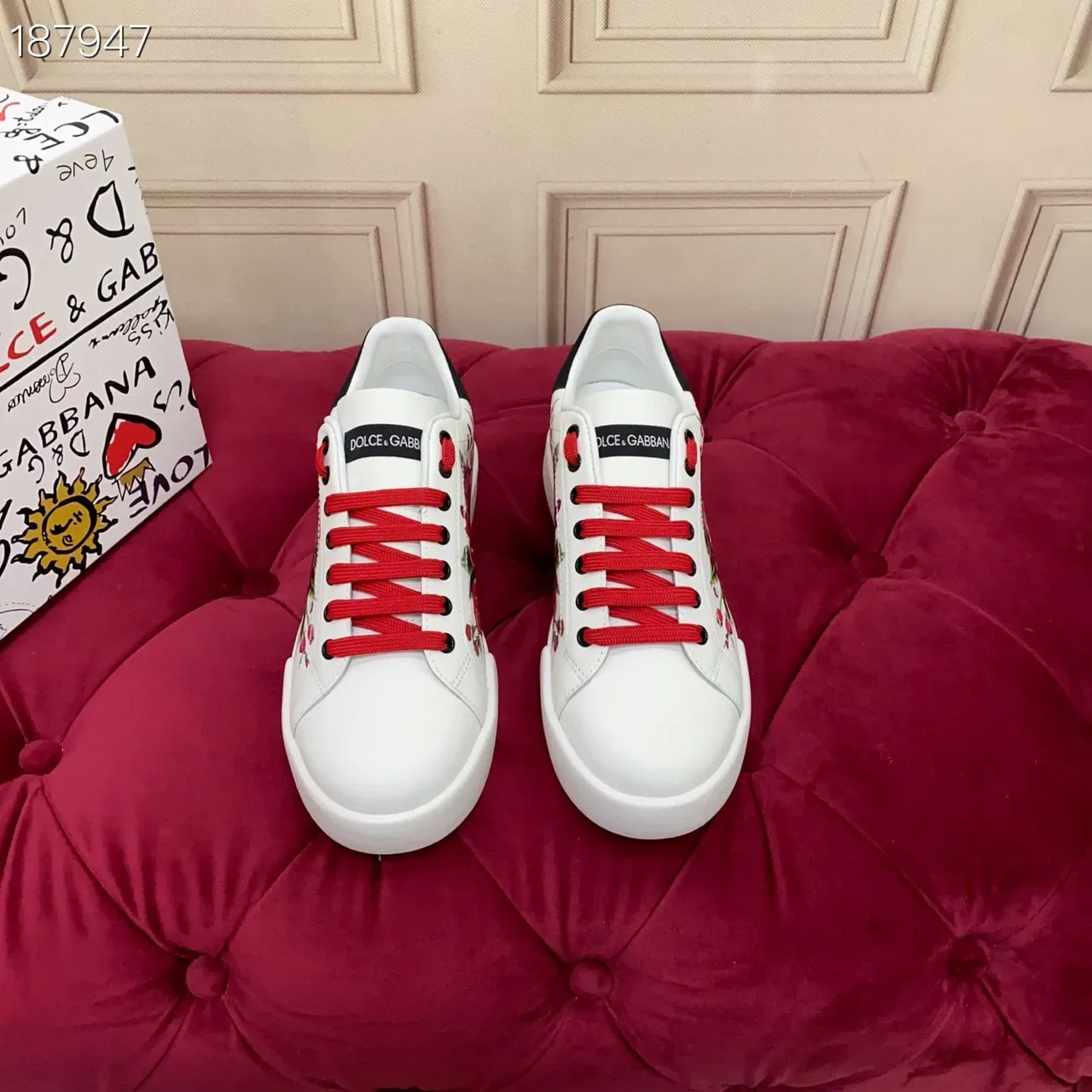 Dolce & Gabbana Portofino tênis lifestyle branco com estampa floral 8