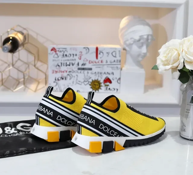 Dolce & Gabbana Speed Trainer Chaussures Lifestyle Jaune Noir Blanc 3
