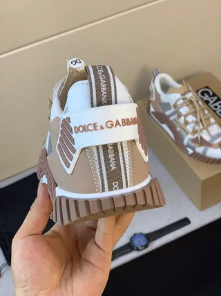Dolce & Gabbana White Beige Multi-Panel Layered Upper Sculpted Sole Chunky Sneakers 3