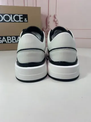 Dolce & Gabbana أبيض أسود حذاء رياضي منخفض بانيل جلدي نمط حياة 3