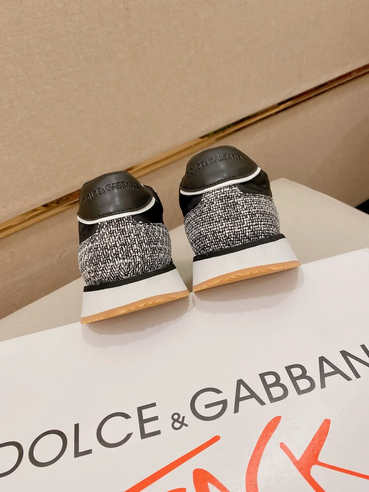 Dolce & Gabbana Black Gray Monogrammed Side Panel Woven Textile Upper Sneakers 3