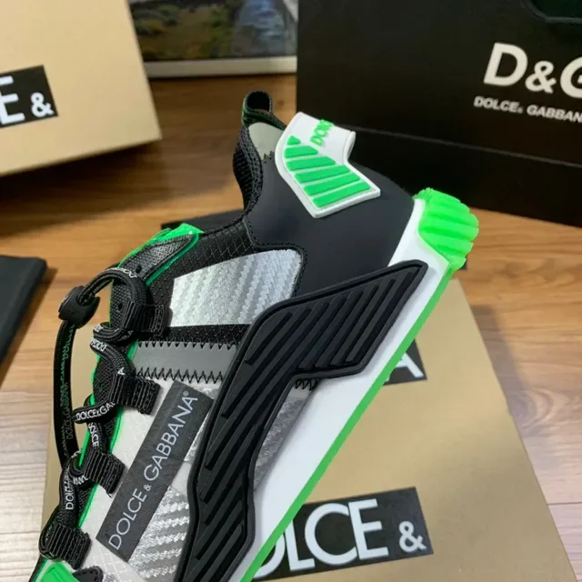 Dolce & Gabbana Black Green Multi-Panel Mesh And Synthetic Upper Zipper-Accented Side Panels Sneakers 3