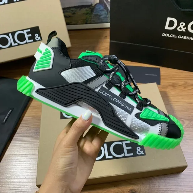 Dolce & Gabbana Black Green Multi-Panel Mesh And Synthetic Upper Zipper-Accented Side Panels Sneakers 4