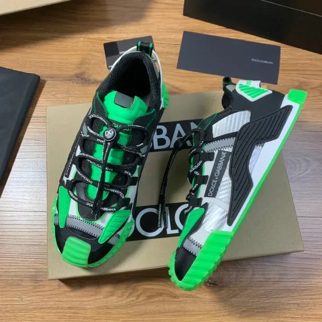 Dolce & Gabbana Black Green Multi-Panel Mesh And Synthetic Upper Zipper-Accented Side Panels Sneakers 5