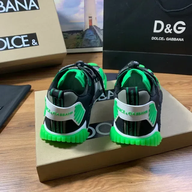Dolce & Gabbana Black Green Multi-Panel Mesh And Synthetic Upper Zipper-Accented Side Panels Sneakers 6