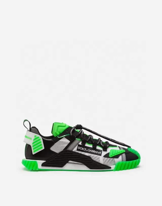 Dolce & Gabbana Black Green Multi-Panel Mesh And Synthetic Upper Zipper-Accented Side Panels Sneakers 7