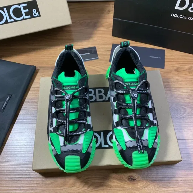 Dolce & Gabbana Black Green Multi-Panel Mesh And Synthetic Upper Zipper-Accented Side Panels Sneakers 9