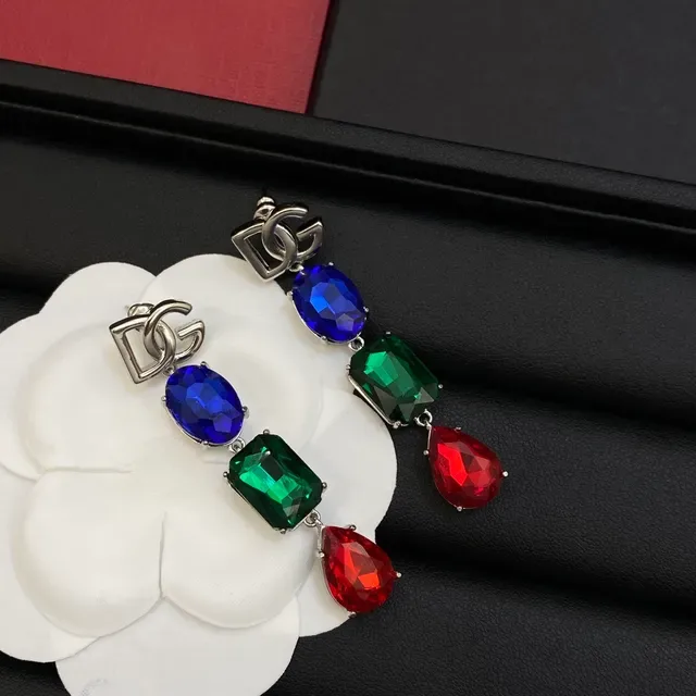 Colar Dolce & Gabbana DG Icon Multicolor Prateado Interlocking Logo Links Pedras Facetadas Vermelho Verde Azul 2