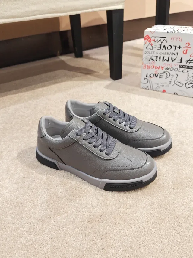 Dolce & Gabbana Cinza Tênis Lifestyle de Couro Pebbled 4